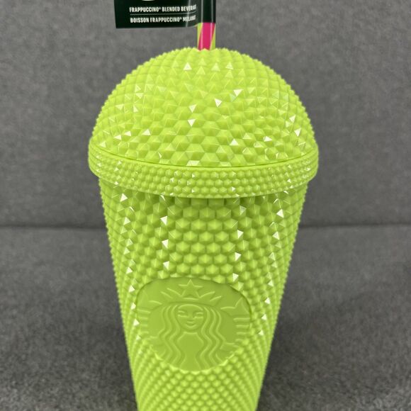 Starbucks Frappuccino Studded Dome Tumbler 16 oz Cup Summer 2025 Neon Lime - Picture 3 of 9